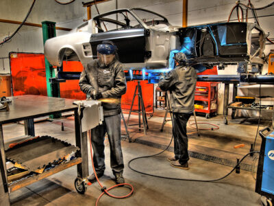 Dynacorn body shell build in progress.